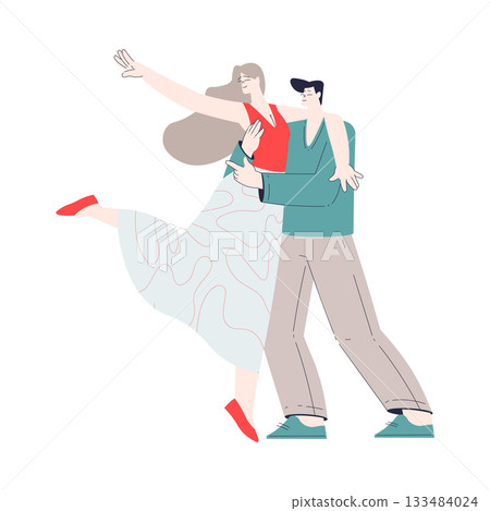 Man and Woman Romantic Couple Dancing Enjoy Love Story and Relationship Vector Illustration Man and Woman Romantic Couple Dancing Enjoy Love Story and Relationship Vector Illustration 133484024