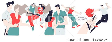 Romantic Couple Love Story and Relationship Vector Set 133484039