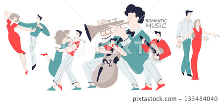 Romantic Couple Love Story and Relationship Vector Set 133484040