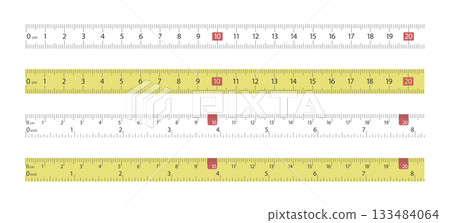 measuring rulers in set isolated on white 133484064