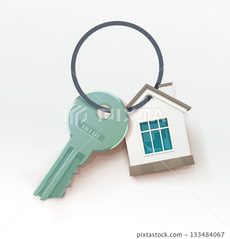 keychain key and home icon on white 133484067