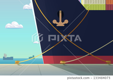 big full cargo ship parked at port 133484073