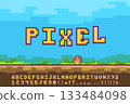 a retro pixel text alphabet and symbols set 133484098