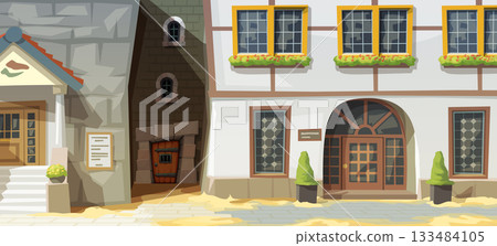 a medival houses with old town street 133484105