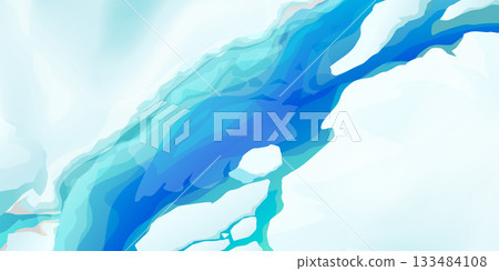 a frozen glacier with pure blue water 133484108
