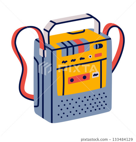 Retro Cassette Recorder for Music Listening Vector Illustration 133484129
