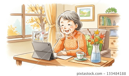 Smiles bloom! Autumn online family gatherings Smiles bloom! Autumn online family gatherings 133484188