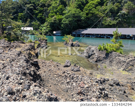 Seawall construction destroyed by the tsunami 133484294