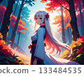 Beautiful woman shining in the forest 133484535