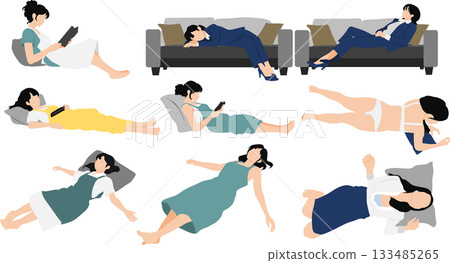 一個女人睡午覺的插圖 一個女人睡午覺的插圖 133485265