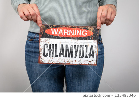 Health Warning Concept with Chlamydia Sign Held by Person 133485340