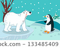 A polar bear and a penguin vector illustration in flat style. 133485409