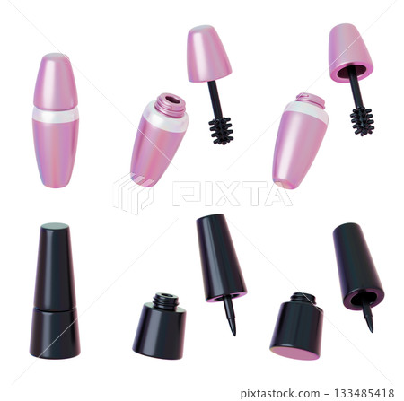 cartoon style mascara and eye liner 3D graphic 133485418