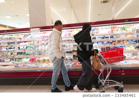 November: Shopping at a local supermarket on a holiday November: Shopping at a local supermarket on a holiday 133485461