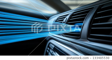 Refreshing Coolness Flows from Dashboard System Vents Providing Powerful Stream for Vehicle Comfort Refreshing Coolness Flows from Dashboard System Vents Providing Powerful Stream for Vehicle Comfort 133485530