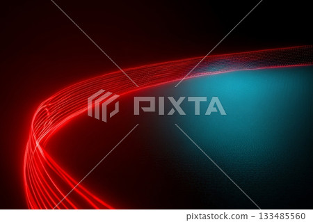 Captivating Flow of Red Waves Illuminating a Dark Background with Ethereal Gradients and Curves 133485560