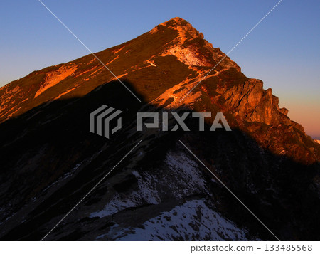 Mt. Karamatsu dyed in the morning glow in October Mt. Karamatsu dyed in the morning glow in October 133485568