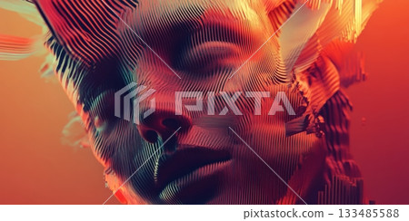 Futuristic Digital Mindscape Cybernetic Threads of Consciousness and the Fragmentation of Reality 133485588