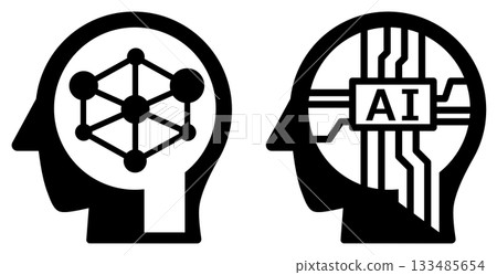 Future AI brain icon evolving with advanced technology Future AI brain icon evolving with advanced technology 133485654