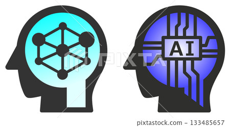 隨著先進技術的演進，未來人工智慧大腦圖標正在不斷演變。 133485657