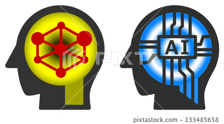 Future AI brain icon evolving with advanced technology Future AI brain icon evolving with advanced technology 133485658