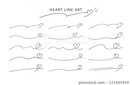 Handwritten Heart Line Set Monotone 133485934