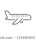 Airplane Line Icon. Aviation, Travel, And Transportation Outline Symbol. Flight And Airline Industry Representation. Editable Stroke. Isolated Vector Illustration 133485955
