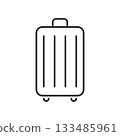 Suitcase Line Icon. Travel Luggage, Baggage, And Packing Outline Symbol. Vacation And Business Trip Essentials. Editable Stroke. Isolated Vector Illustration 133485961