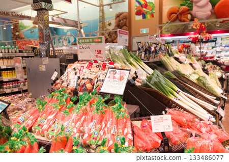 November: Supermarket vegetable section 133486077