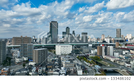 Drone aerial view of modern city 133486102