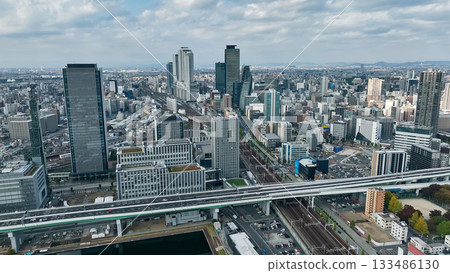 Drone aerial view of modern city 133486130