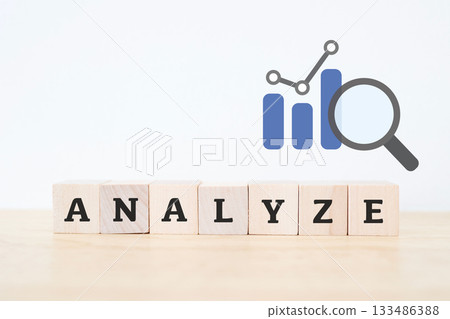 Image of analyzing data. Concept photo of statistical graph and ANALYZE. 133486388