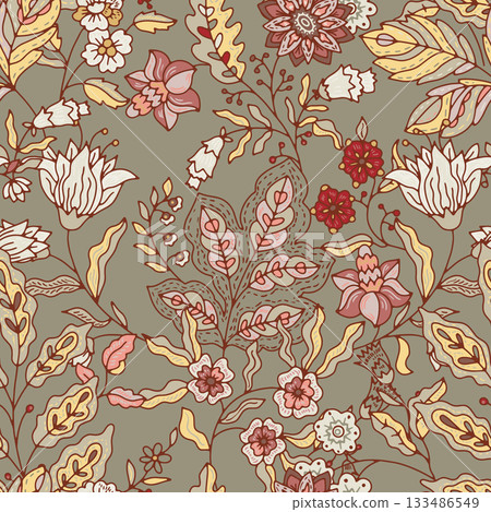 Warm Botanical Heirloom Bloom Layout 133486549