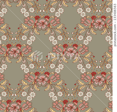 Ornate Vintage Floral Medallion Repeat Ornate Vintage Floral Medallion Repeat 133486563