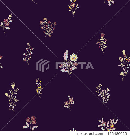 Deep Midnight Petite Floral Scatter 133486623
