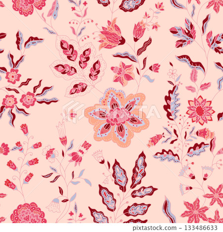 Peach Garden Florals Soft Whimsy 133486633