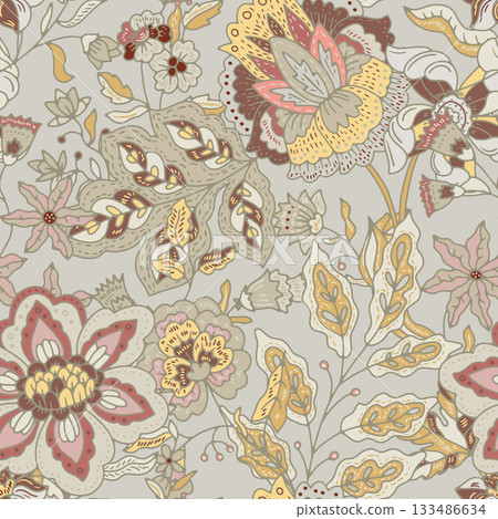 Warm Botanical Bloom Heritage Style 133486634