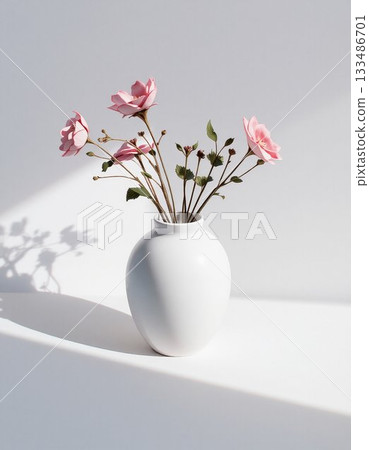 easter eggs and flowers in a vase 133486701