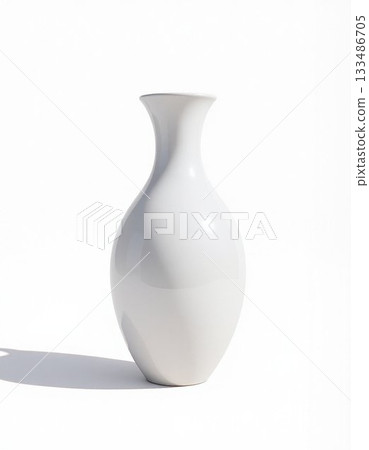 empty glass vase on white background empty glass vase on white background 133486705