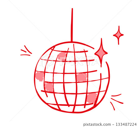 Disco ball. Hand drawn vector doodle illustration. Whimsical party symbol 133487224