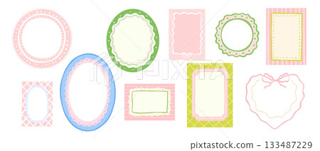 Hand drawn fun colorful frame, oval and round childish borders set, cute vector flat illustrations collection Hand drawn fun colorful frame, oval and round childish borders set, cute vector flat illustrations collection 133487229