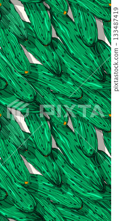 Fresh cucumbers vector pattern Fresh cucumbers vector pattern 133487419