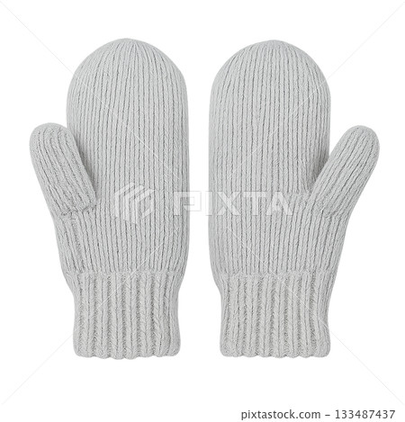 毛絨針織冬季手套（灰色） 133487437