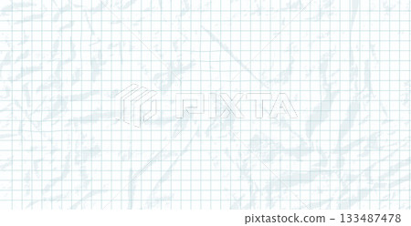 Crumpled white grid paper. Journaling page blank background. Notebook paper sheet. Vector horizontal notepad binder folded pattern. Math diary or memo textured cover Crumpled white grid paper. Journaling page blank background. Notebook paper sheet. Vector horizontal notepad binder folded pattern. Math diary or memo textured cover 133487478