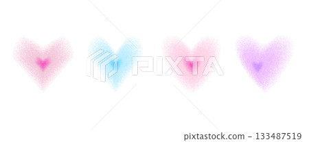 Grain pastel colors stipple gradient hearts icon. Dot gradation airbrush love symbols spray illustration. Vector grainy hearts blur figures with sand texture. Valentine sign isolated on transparent bg Grain pastel colors stipple gradient hearts icon. Dot gradation airbrush love symbols spray illustration. Vector grainy hearts blur figures with sand texture. Valentine sign isolated on transparent bg 133487519