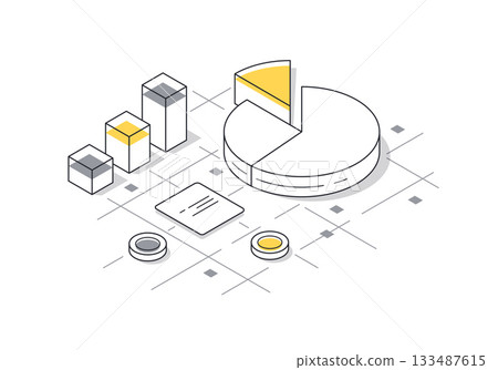 Financial activity analytics charts and reports,Accounting service for business concept isometric line vector illustration Financial activity analytics charts and reports,Accounting service for business concept isometric line vector illustration 133487615
