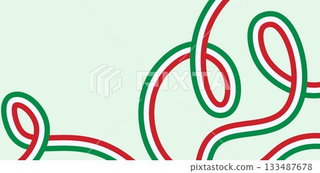 Abstract banner with twisting ribbons in the colors of the Italian flag on a light background. Perfect for sport events, victory celebrations, competitions, elections, or national holidays in Italy 133487678