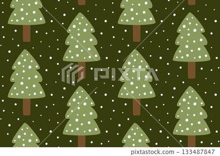 Cute pattern with fir trees and snow Cute pattern with fir trees and snow 133487847
