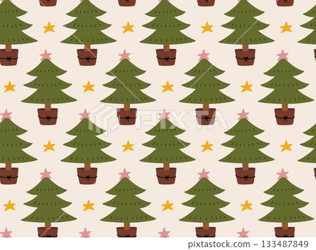 Cute festive pattern with Christmas trees Cute festive pattern with Christmas trees 133487849