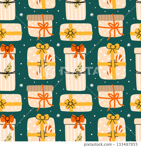Cute festive pattern with gifts 133487855